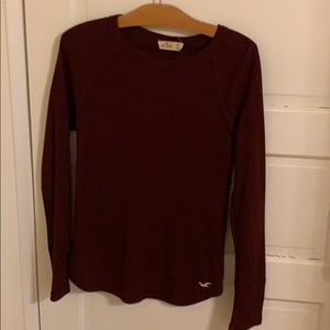 Waffle Maroon Long Sleeve Shirt